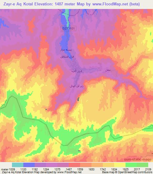 Zayr-e Aq Kotal,Afghanistan Elevation Map