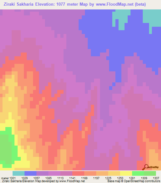 Ziraki Sakharia,Afghanistan Elevation Map