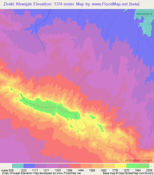 Ziraki Khwajah,Afghanistan Elevation Map
