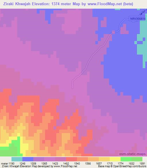 Ziraki Khwajah,Afghanistan Elevation Map