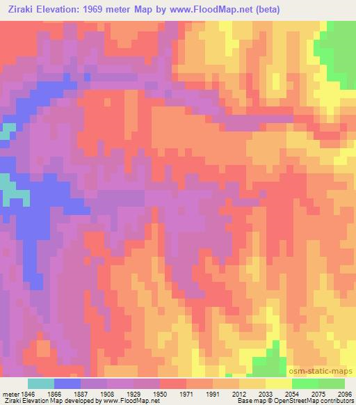 Ziraki,Afghanistan Elevation Map