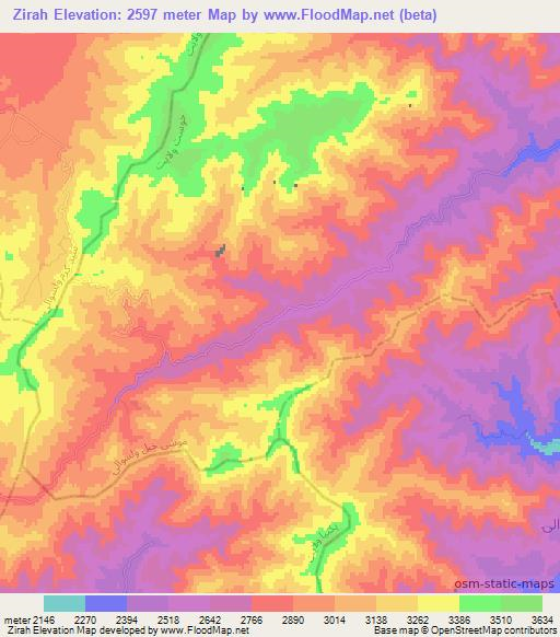 Zirah,Afghanistan Elevation Map