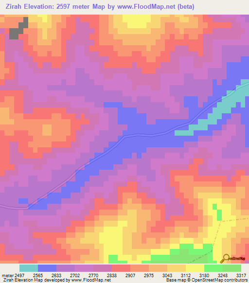 Zirah,Afghanistan Elevation Map
