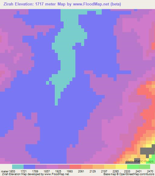 Zirah,Afghanistan Elevation Map