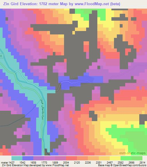 Zin Gird,Afghanistan Elevation Map