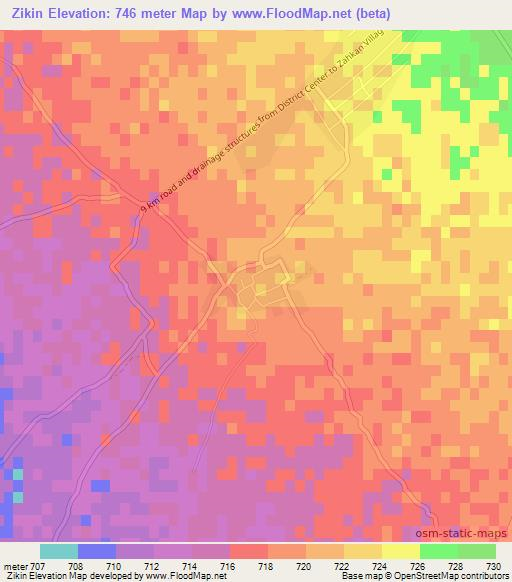 Zikin,Afghanistan Elevation Map