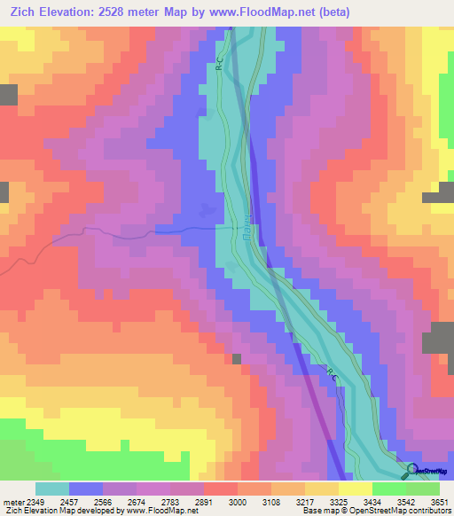 Zich,Afghanistan Elevation Map