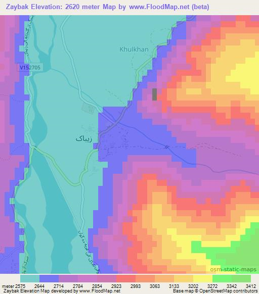 Zaybak,Afghanistan Elevation Map
