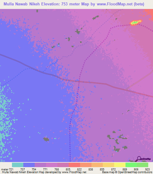 Mulla Nawab Nikeh,Afghanistan Elevation Map