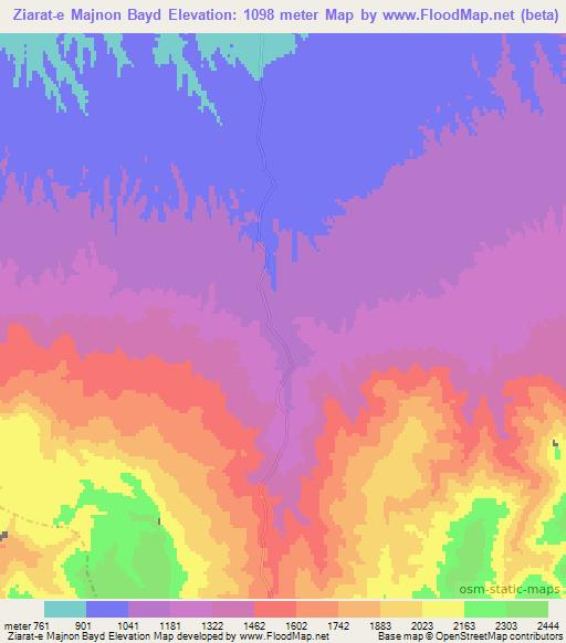 Ziarat-e Majnon Bayd,Afghanistan Elevation Map