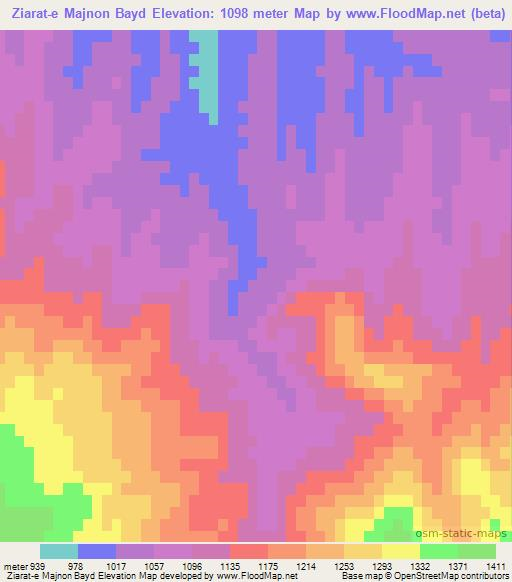 Ziarat-e Majnon Bayd,Afghanistan Elevation Map