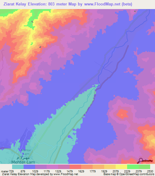 Ziarat Kelay,Afghanistan Elevation Map