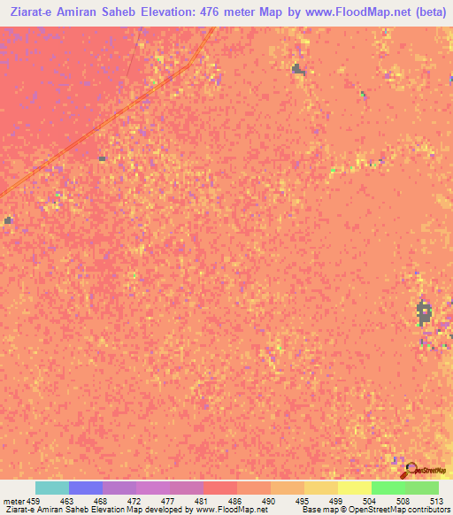 Ziarat-e Amiran Saheb,Afghanistan Elevation Map