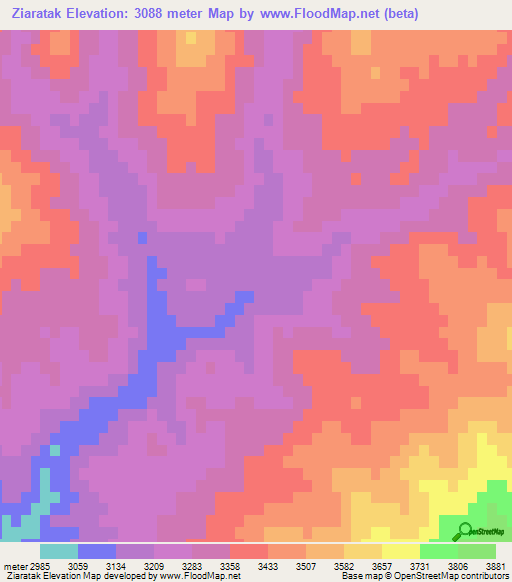 Ziaratak,Afghanistan Elevation Map