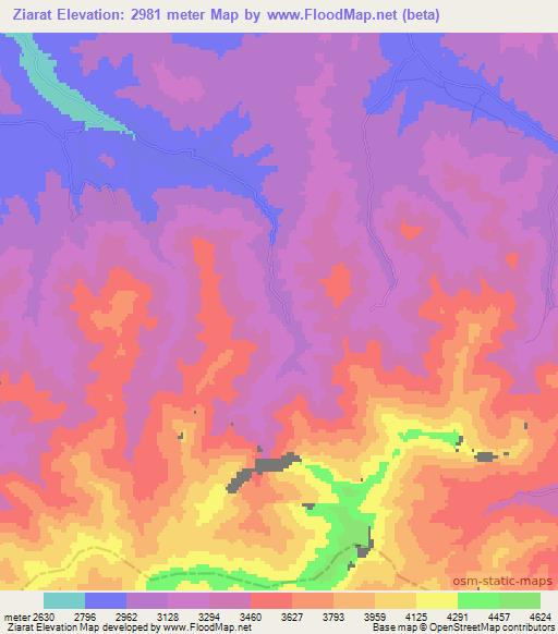 Ziarat,Afghanistan Elevation Map