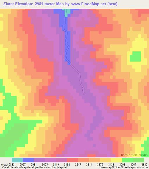 Ziarat,Afghanistan Elevation Map