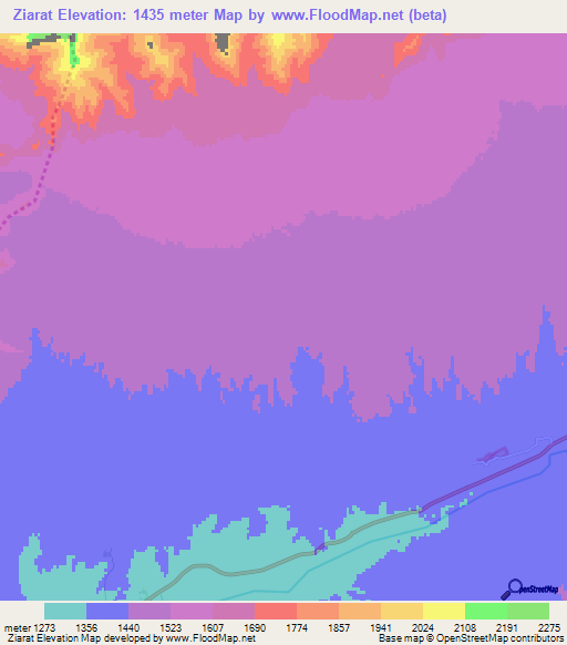 Ziarat,Afghanistan Elevation Map