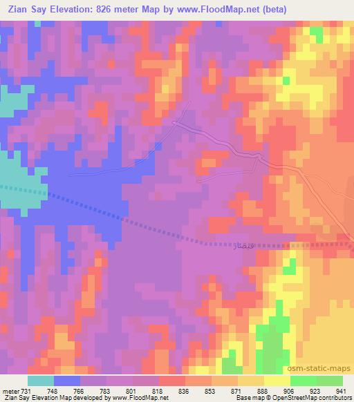 Zian Say,Afghanistan Elevation Map