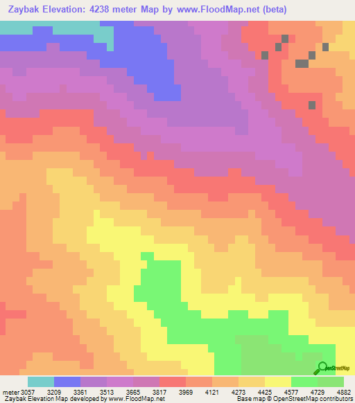 Zaybak,Afghanistan Elevation Map