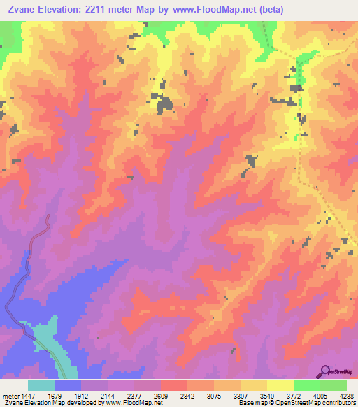 Zvane,Afghanistan Elevation Map