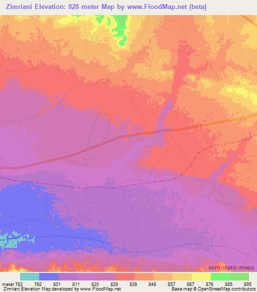 Zimriani,Afghanistan Elevation Map