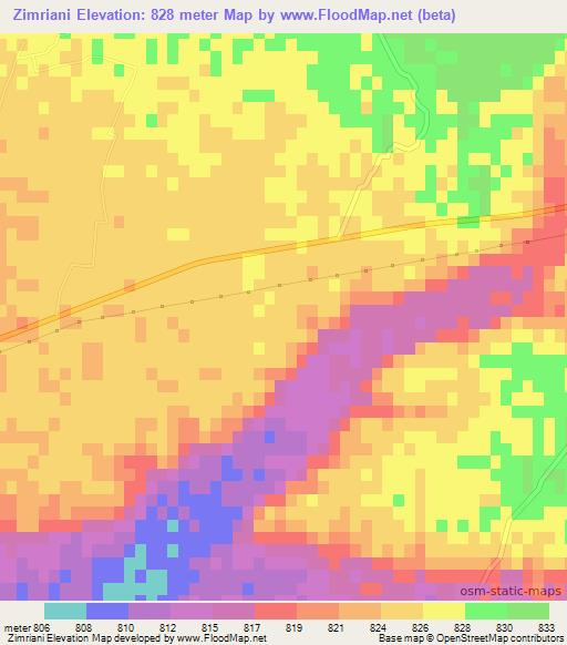 Zimriani,Afghanistan Elevation Map