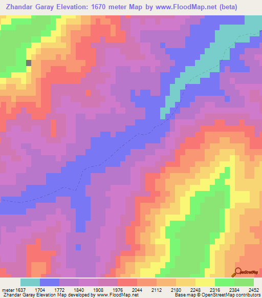 Zhandar Garay,Afghanistan Elevation Map