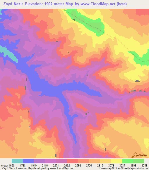Zayd Nazir,Afghanistan Elevation Map