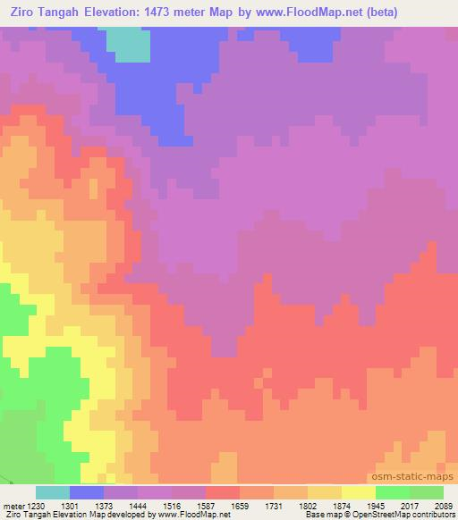 Ziro Tangah,Afghanistan Elevation Map