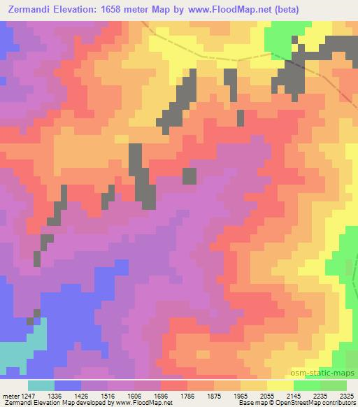 Zermandi,Afghanistan Elevation Map