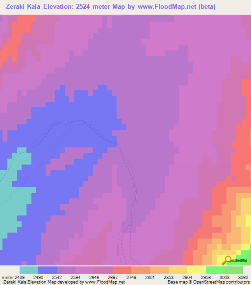 Zeraki Kala,Afghanistan Elevation Map
