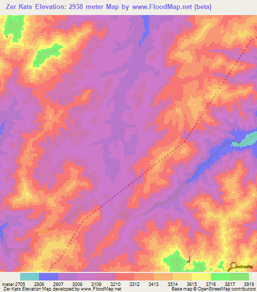 Zer Kats,Afghanistan Elevation Map