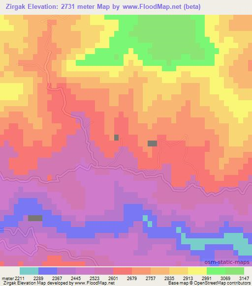 Zirgak,Afghanistan Elevation Map