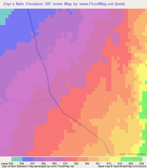 Zayr-e Nahr,Afghanistan Elevation Map