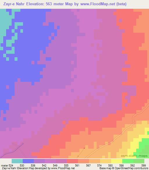 Zayr-e Nahr,Afghanistan Elevation Map