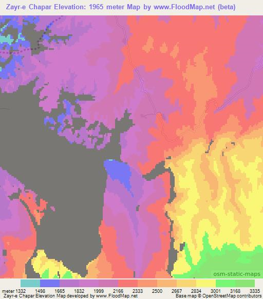 Zayr-e Chapar,Afghanistan Elevation Map