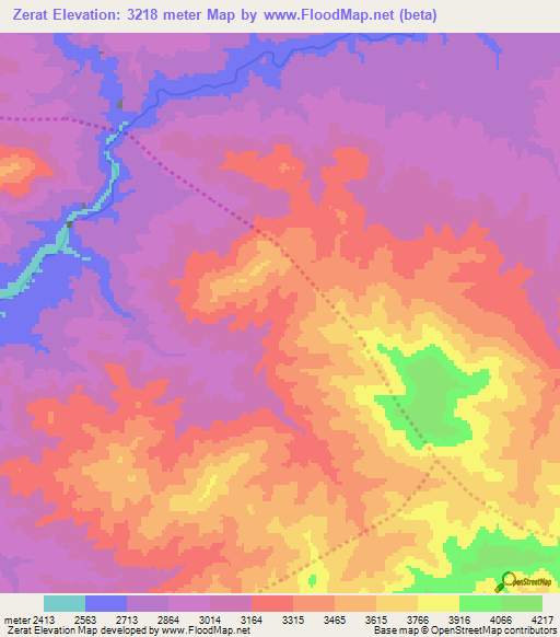 Zerat,Afghanistan Elevation Map