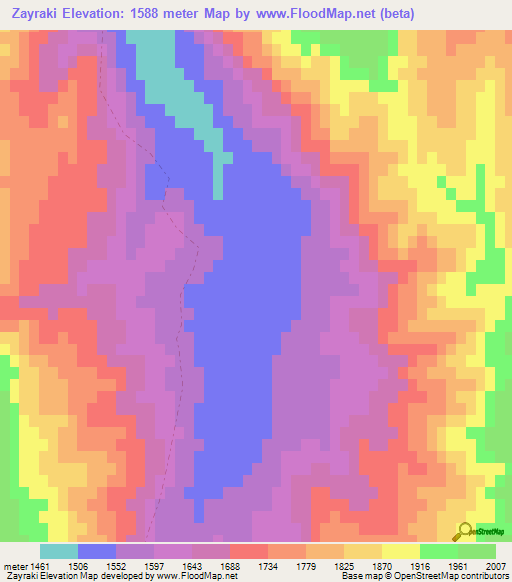 Zayraki,Afghanistan Elevation Map