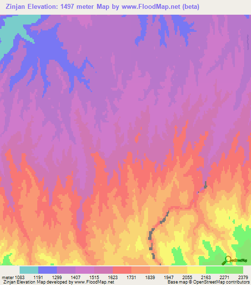 Zinjan,Afghanistan Elevation Map