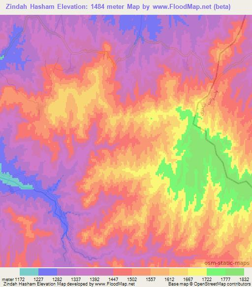 Zindah Hasham,Afghanistan Elevation Map