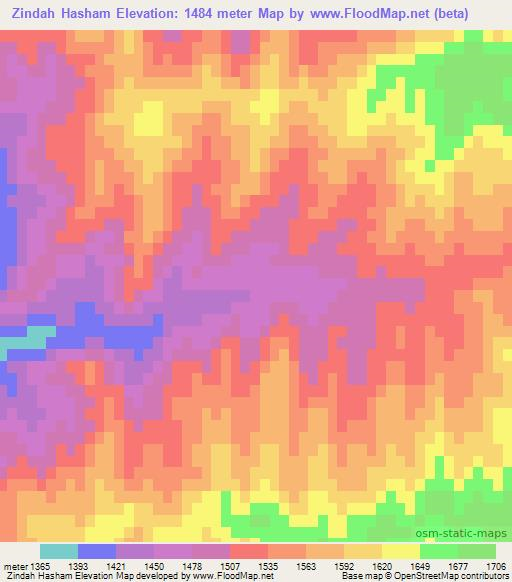 Zindah Hasham,Afghanistan Elevation Map
