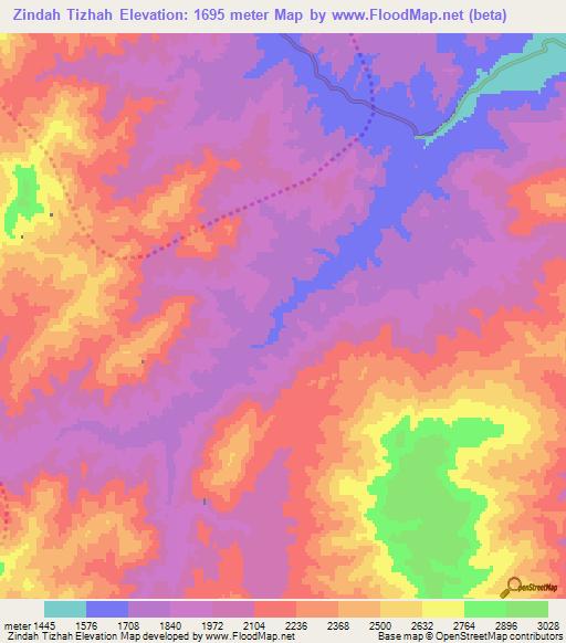 Zindah Tizhah,Afghanistan Elevation Map