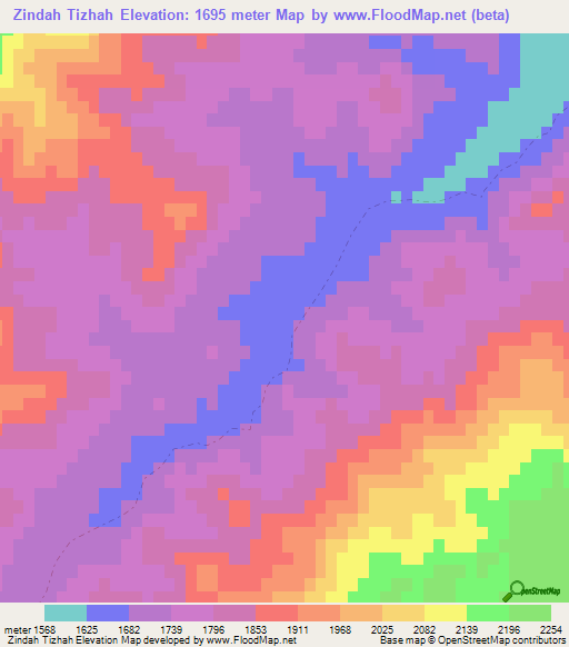 Zindah Tizhah,Afghanistan Elevation Map