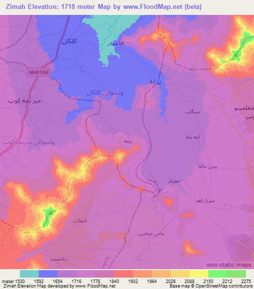 Zimah,Afghanistan Elevation Map