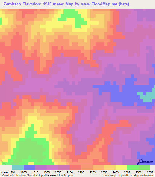 Zemitsah,Afghanistan Elevation Map
