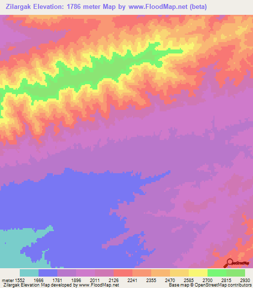 Zilargak,Afghanistan Elevation Map