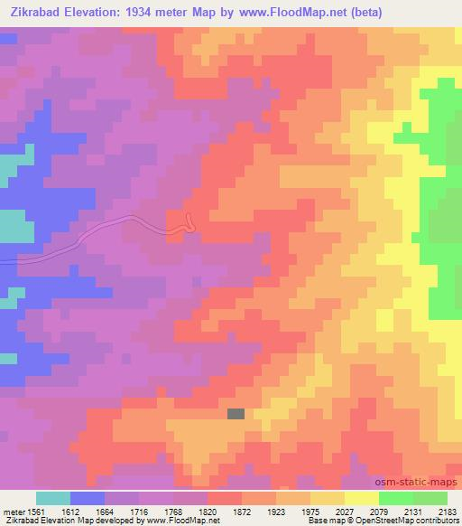 Zikrabad,Afghanistan Elevation Map
