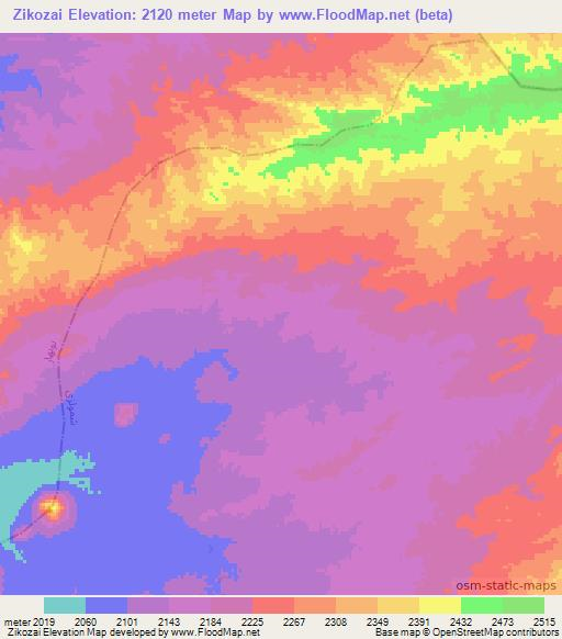 Zikozai,Afghanistan Elevation Map
