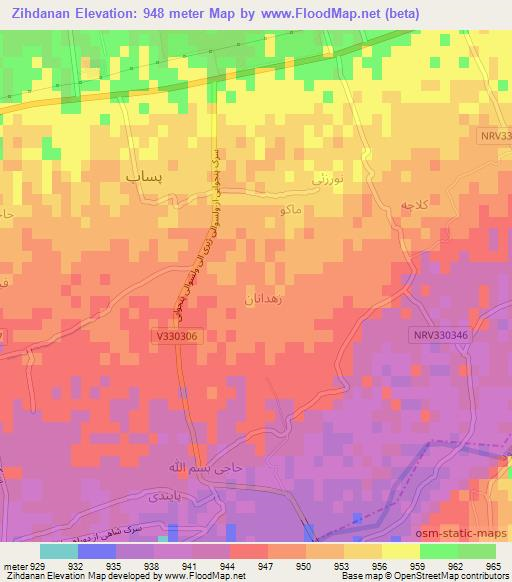 Zihdanan,Afghanistan Elevation Map