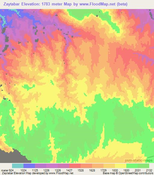 Zaytabar,Afghanistan Elevation Map